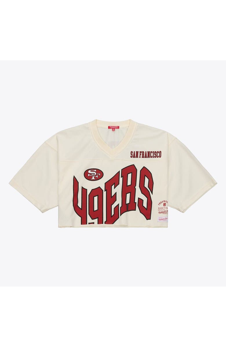 Mitchell & Ness Women's Mitchell & Ness Jerry Rice Cream San Francisco 49ers Retired Player Cropped Fashion Jersey, Alternate, color, Cream