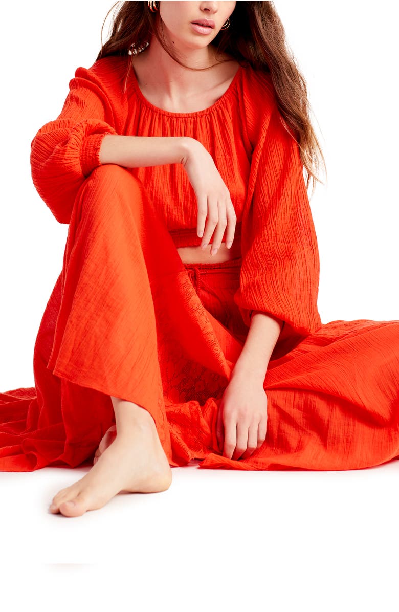 Free People Cleo Long Sleeve Crop Top & Skirt Set, Alternate, color, 