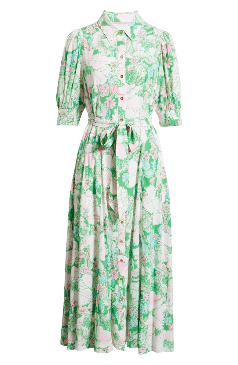 Lilly Pulitzer<sup>®</sup> Larkyn Midi Shirtdress, Main, color, Putting Green Poppy Land