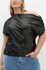 City Chic Shimmy One-Shoulder Top