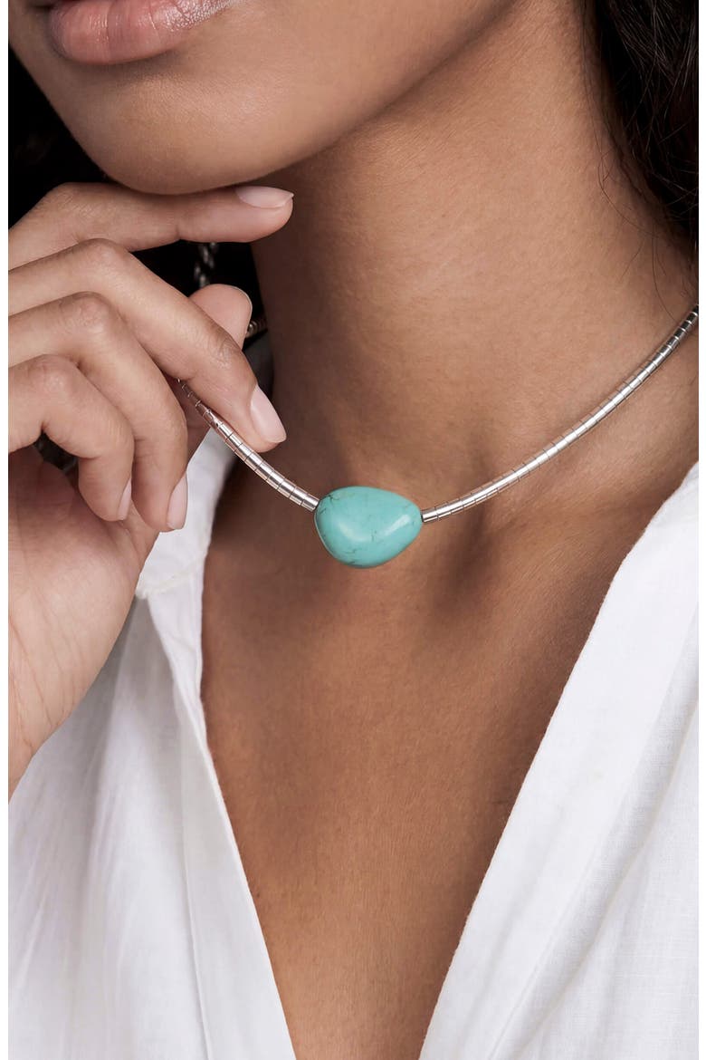 Turquoise Pendant Bead Necklace, Alternate, color, TURQUOISE AND SILVER