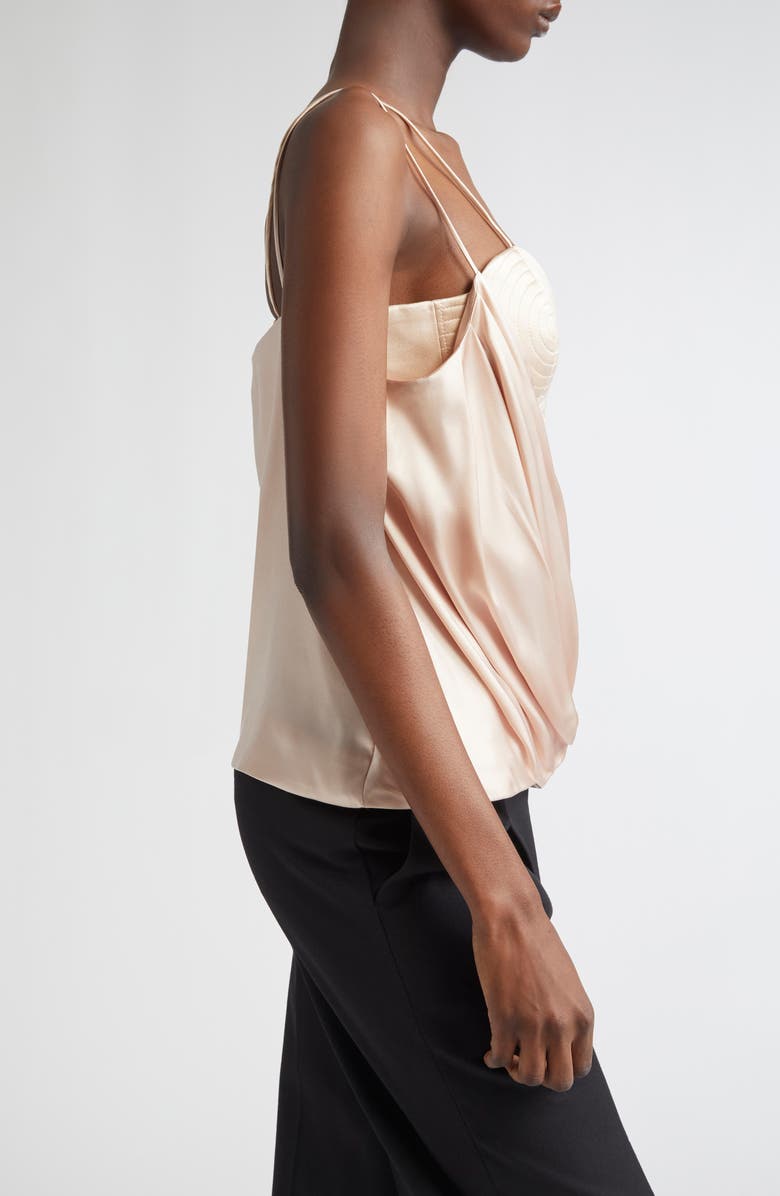 Balmain Draped Satin Bustier Top, Alternate, color, Light Beige