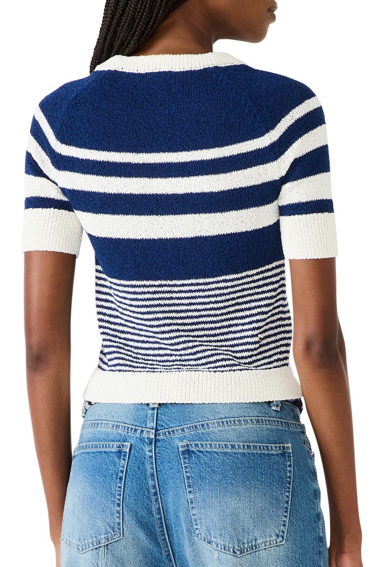 Rayna Stripe Short Sleeve Sweater, Alternate, color, MARINE