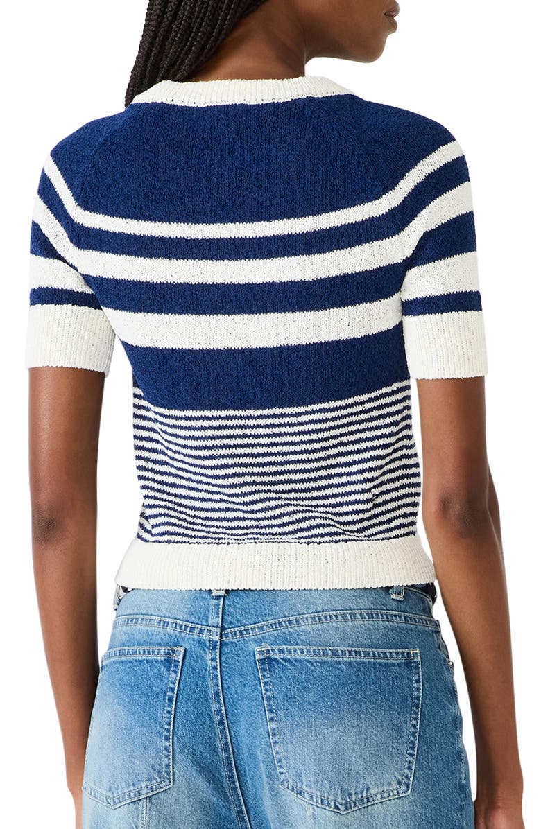Steve Madden Rayna Stripe Short Sleeve Sweater, Alternate, color, Marine