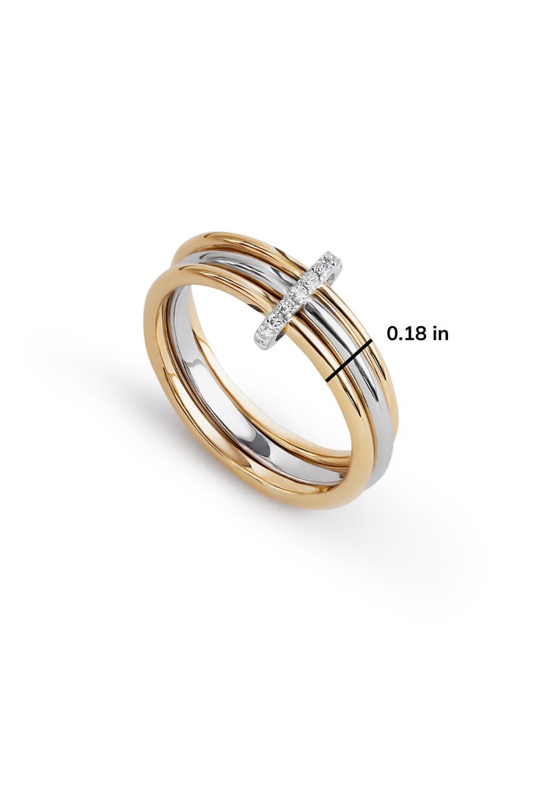 Solid Yellow Gold - Two Tone Trio Diamond Link Ring, Alternate, color, Two-Tone