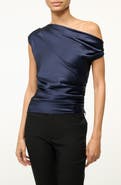 STAUD Phare One-Shoulder Stretch Silk Top