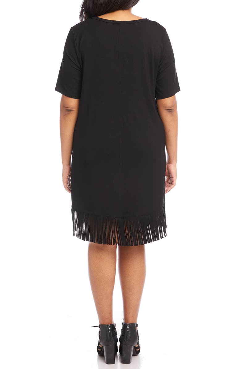 Karen Kane Fringe Hem Jersey Dress, Alternate, color, 