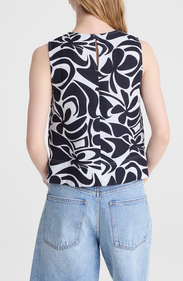 Madewell Suki Abstract Print Linen Top, Alternate, color, White