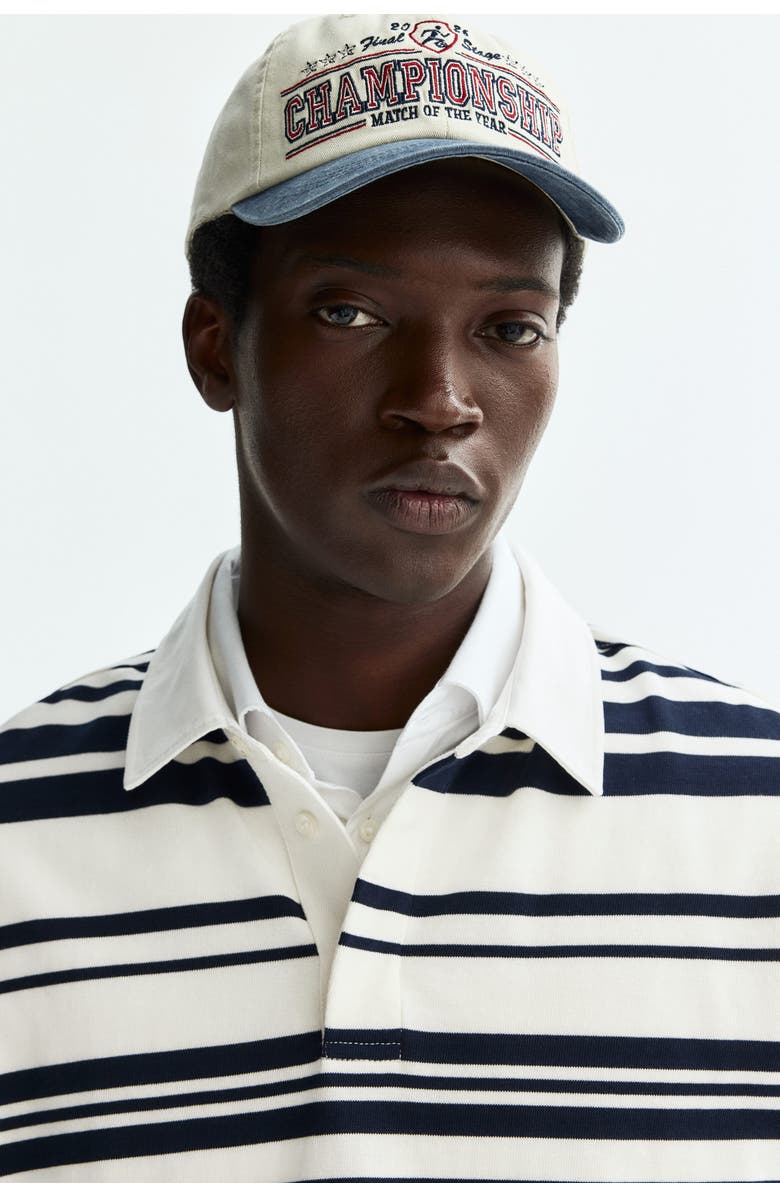 H&M Loose Fit Cotton Polo Shirt, Alternate, color, White/Striped