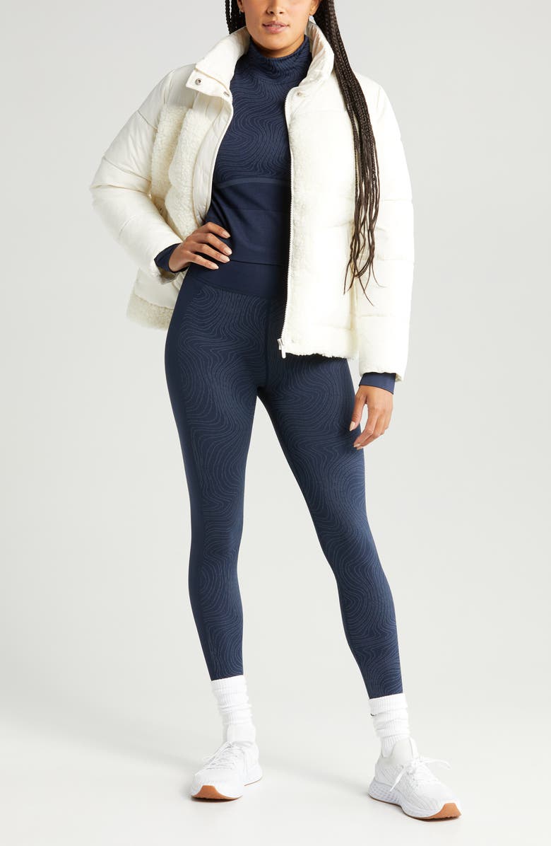 Zella Seamless Jacquard Mock Neck Base Layer Top, Alternate, color, 