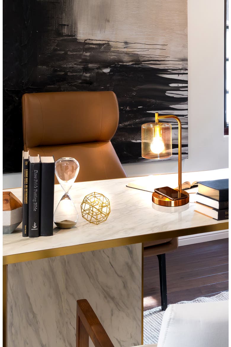 Elizabeth USB Table Lamp with Wireless Charging Pad, Alternate, color, BRASS