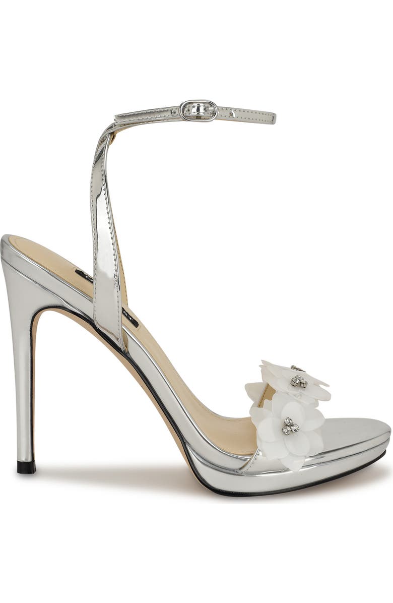 Nine West Lovely Ankle Strap Sandal, Alternate, color, Silver