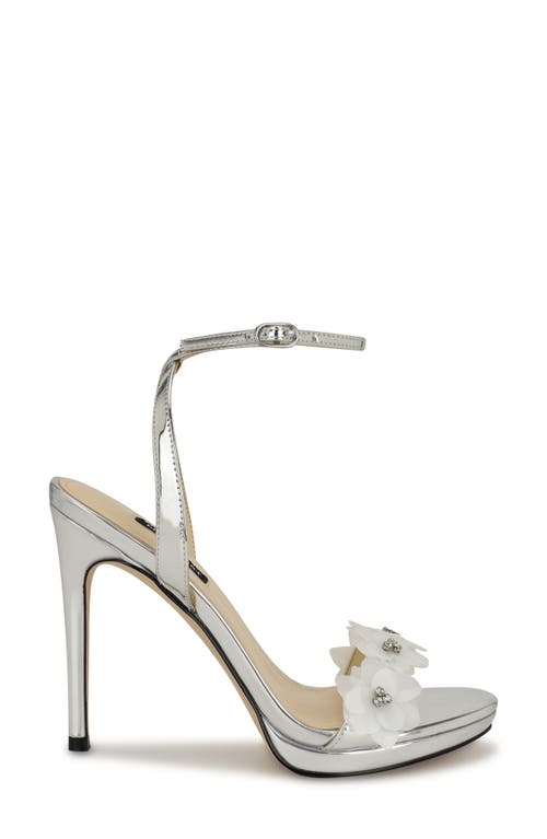 Nine West Lovely Ankle Strap Sandal In Silver