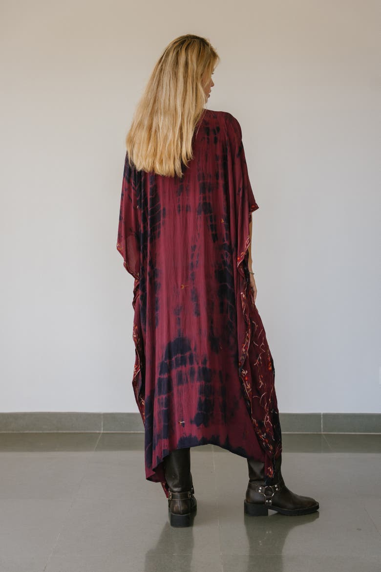 Long Caftan Rinna, Alternate, color, Wine Tie Dye