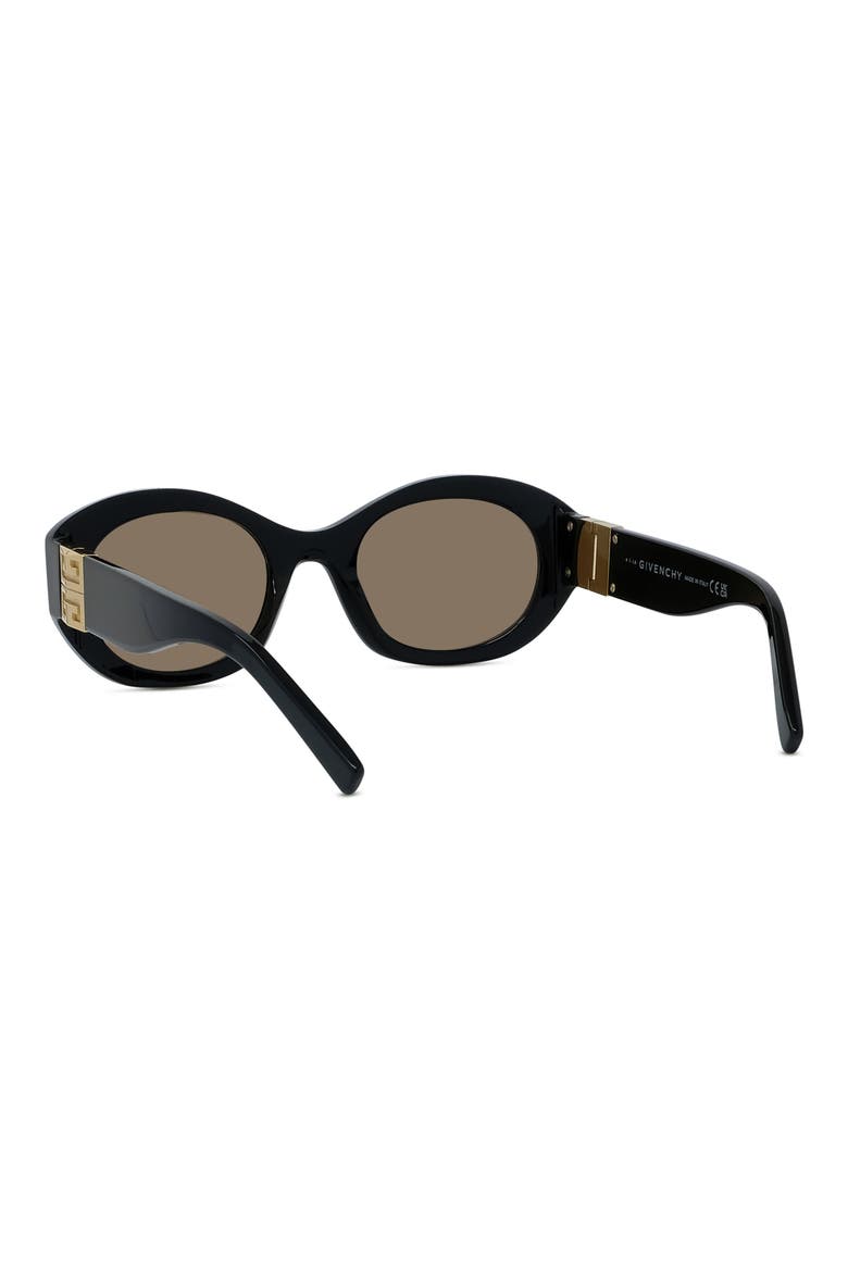 4G Oval Sunglasses, Alternate, color, SHINY BLACK / BROWN
