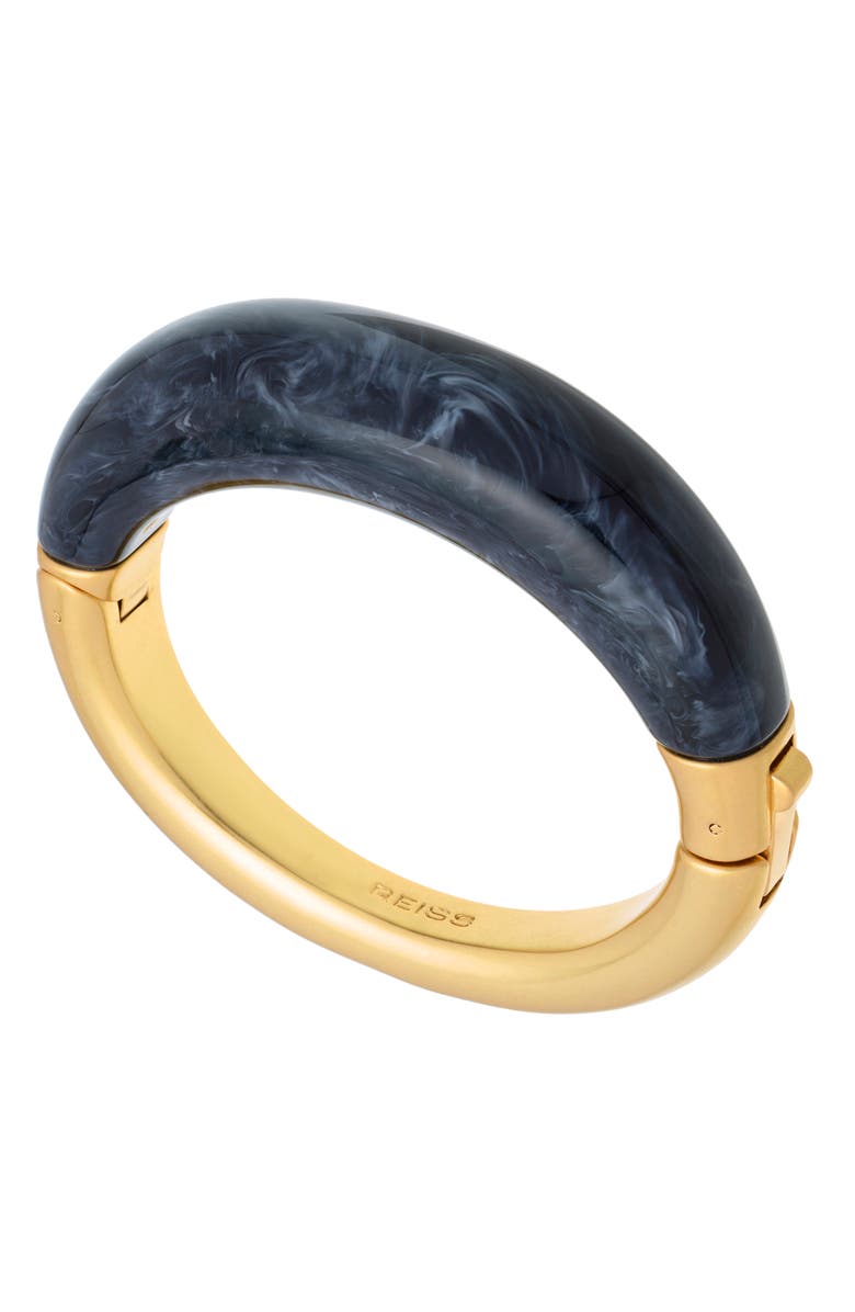 Reiss Salma Scoop Bangle Bracelet, Alternate, color, Gold Tone / Black Marble