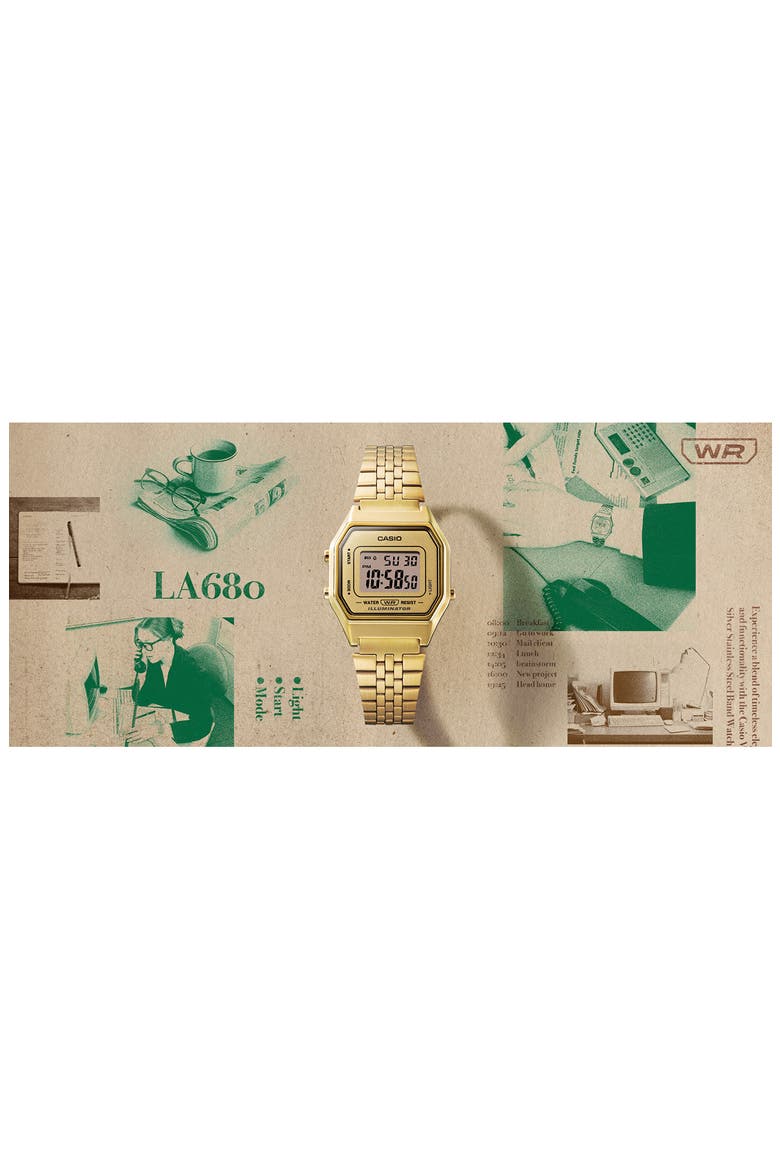 Vintage LA680WGA-9VT Digital Bracelet Watch, 33.5mm × 28.6mm, Alternate, color, GOLD