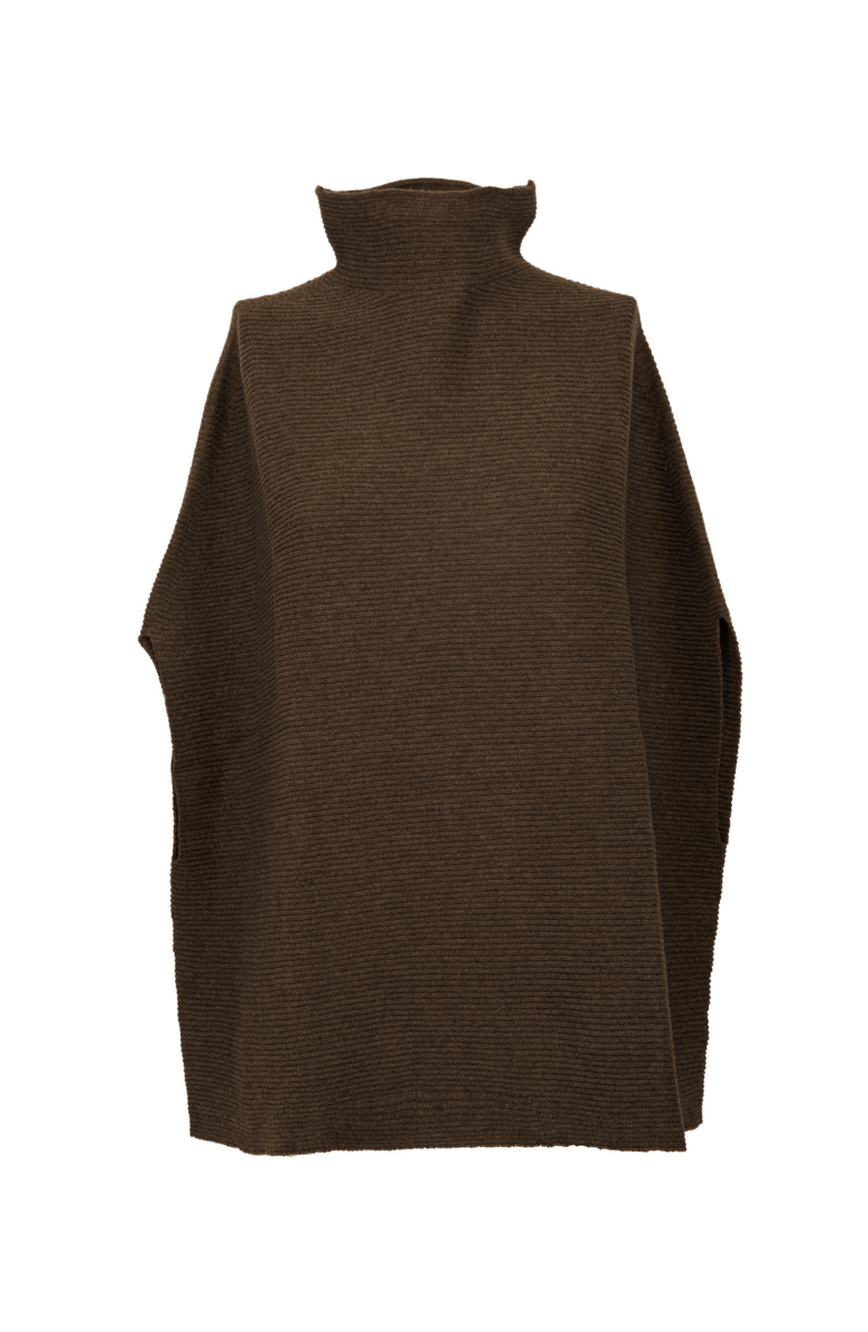 Monticelli Cashmere Pure Cashmere Funnel Neck Poncho, Alternate, color, Coffee