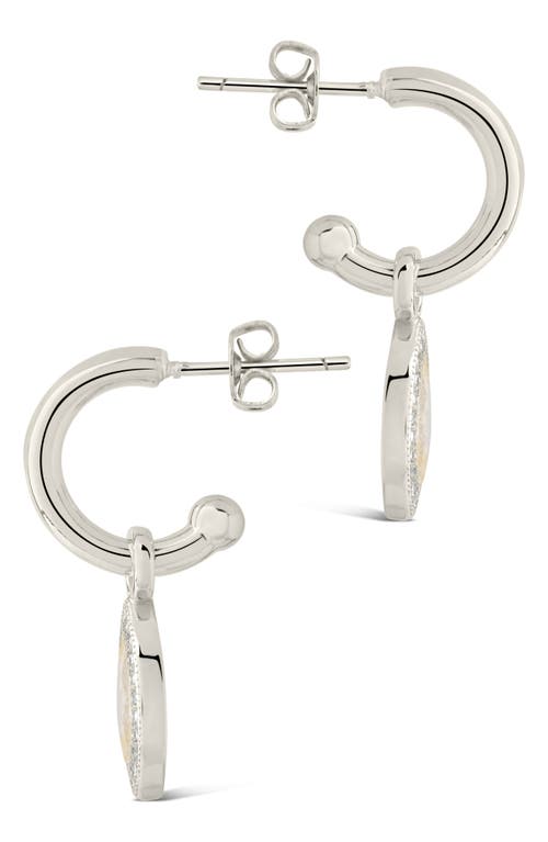 Sterling Forever Calla Cz Charm Drop Hoop Earrings In Silver