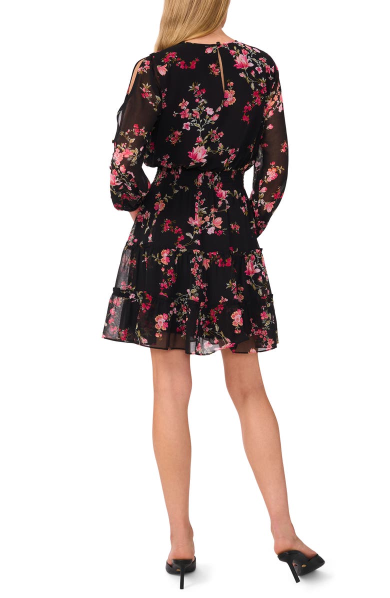 CeCe Floral Cold Shoulder Long Sleeve Tiered Dress, Alternate, color, 