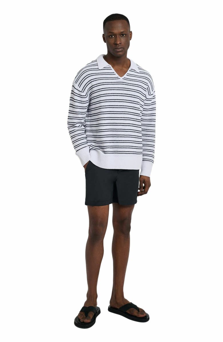 Onia Cotton Linen Textured Long Sleeve Polo, Main, color, 