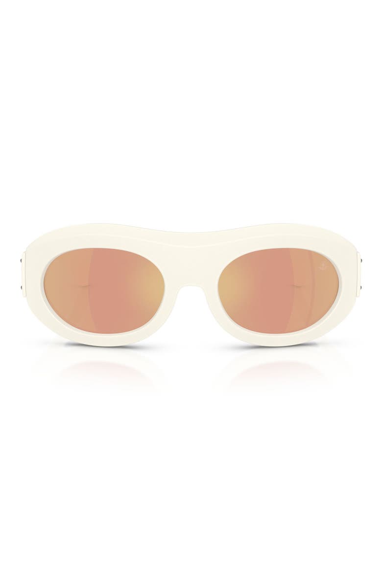 Ramillon 54mm Polarized Oval Sunglasses, Main, color, VANILLA / BROWN MIRROR GOLD