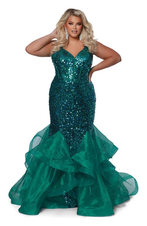 Sequin Mermaid Plus Size Evening Gown