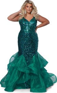Johnathan Kayne for Sydney's Closet Sequin Mermaid Plus Size Evening Gown
