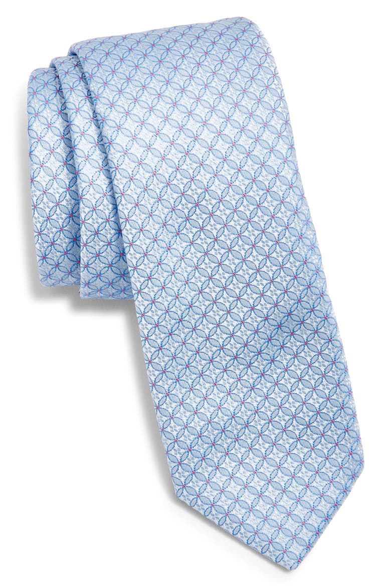 Micromedallion Silk Jacquard Tie, Main, color, LIGHT/ PASTEL BLUE