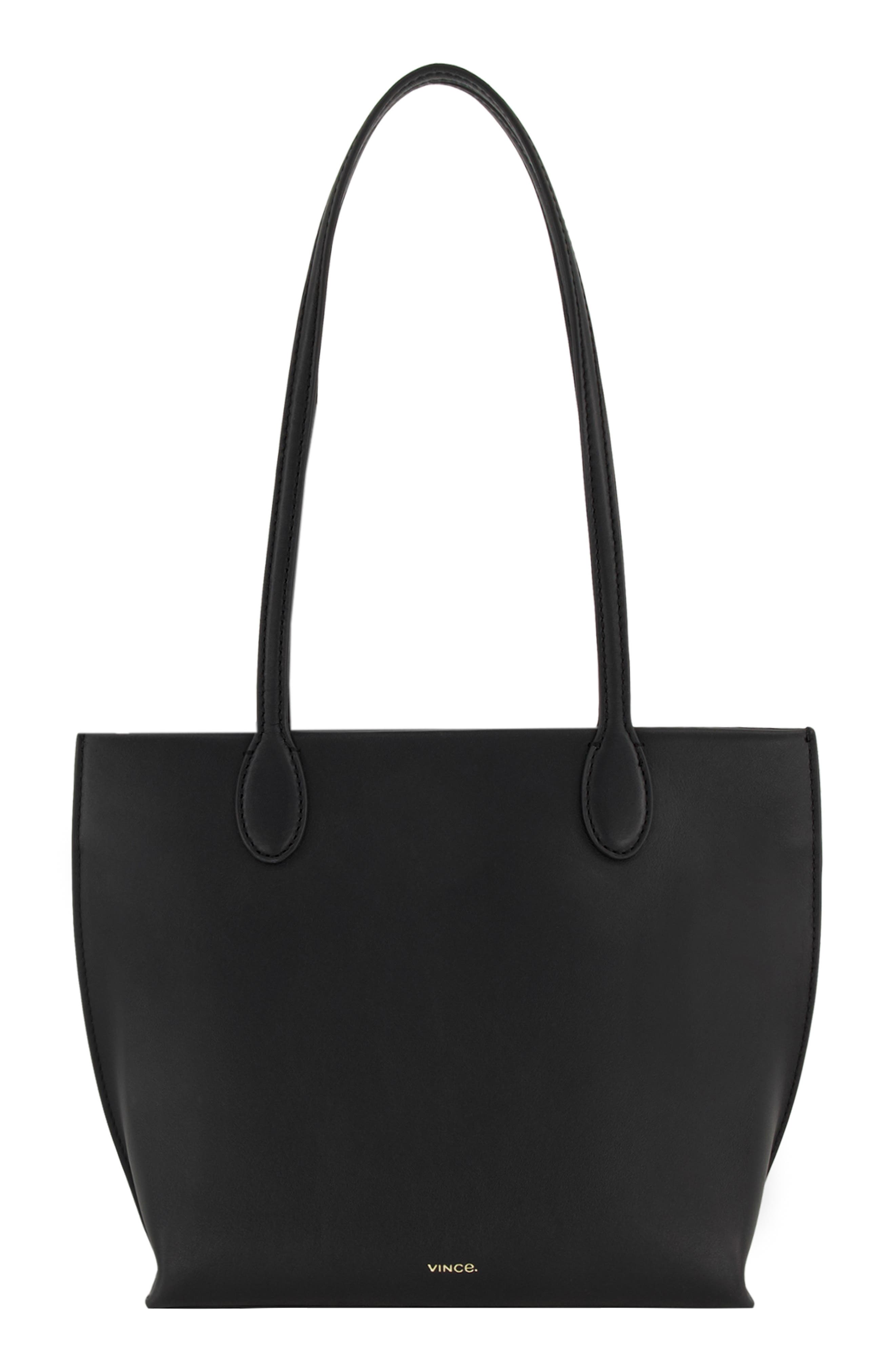 Vince Mini Athene Nappa Leather Tote, Main, color, Black