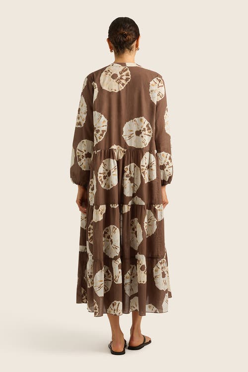 Shop Hope And May Palma Tiered Cotton Maxi Print Dress In Tie Dye