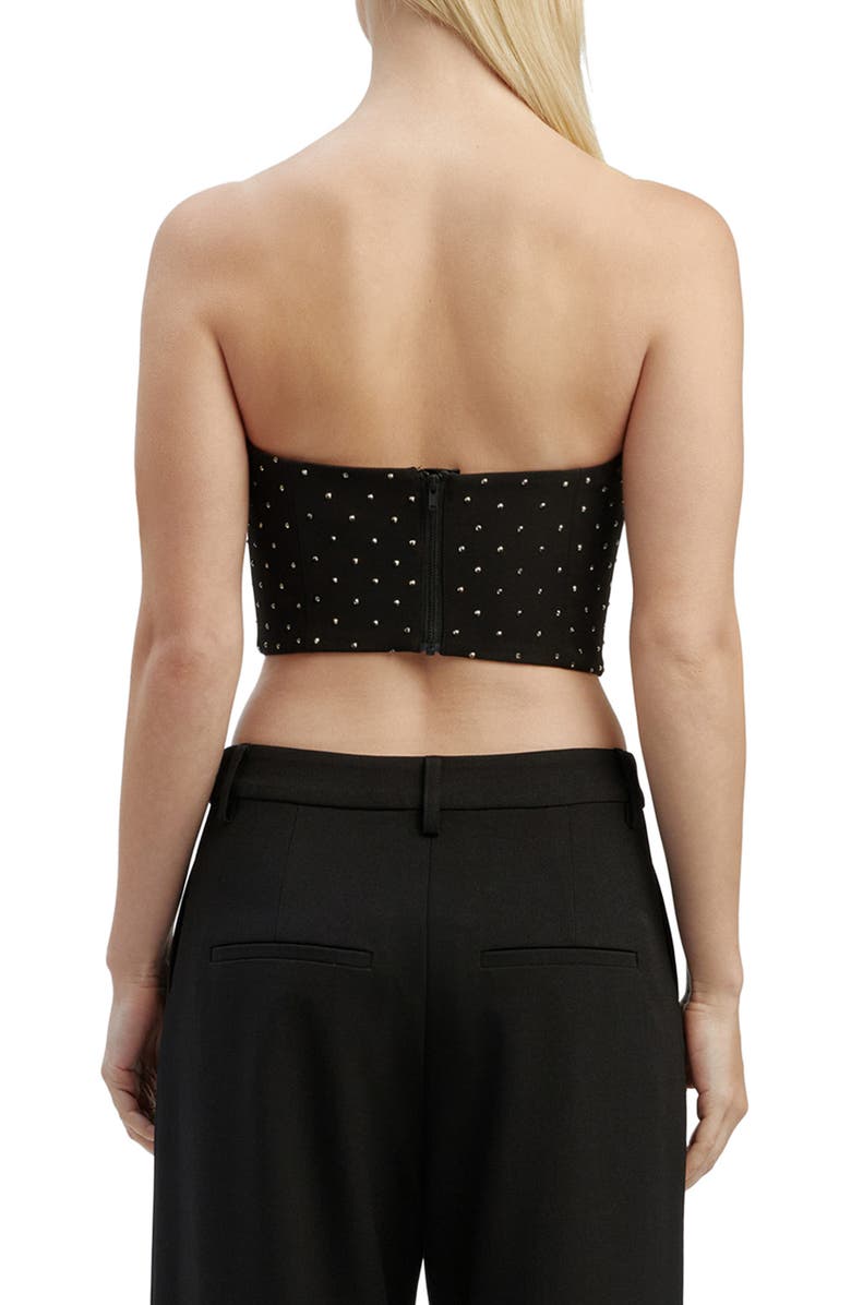 Bardot Eleni Embellished Strapless Velvet Corset Crop Top, Alternate, color, Black Sequin