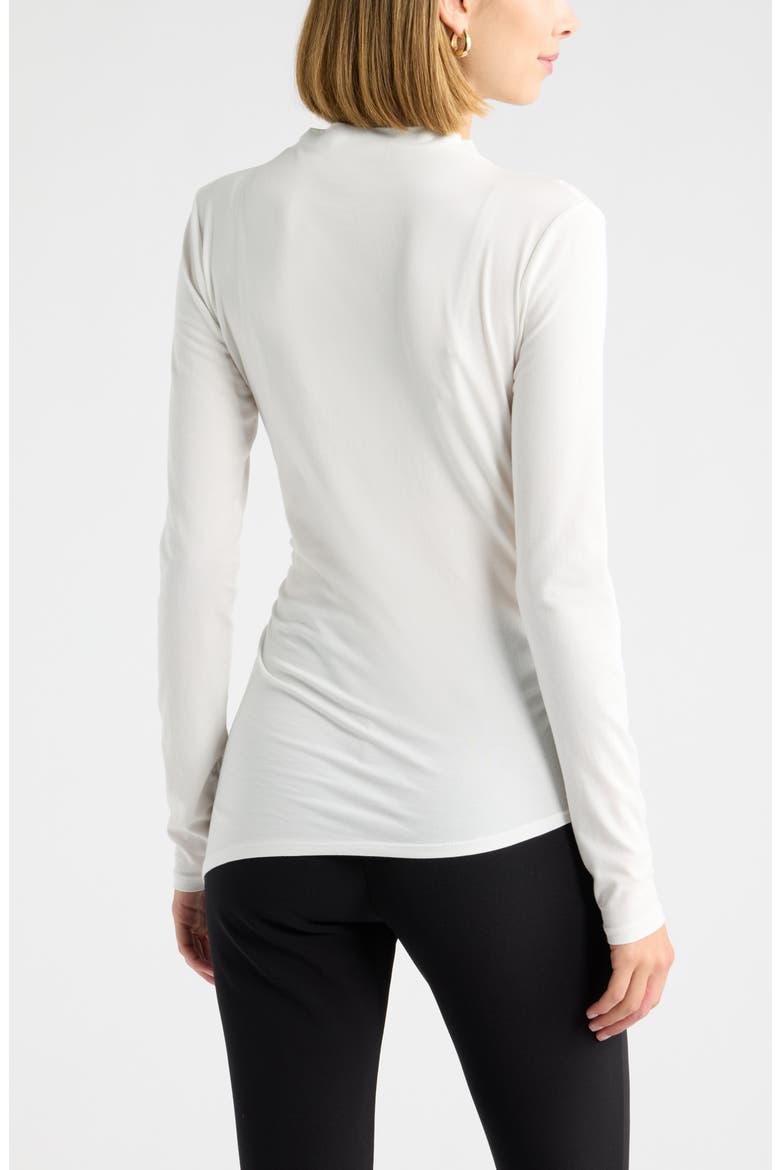 Ruched Asymmetrical Mock Neck Top, Alternate, color, IVORY