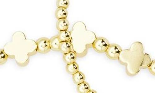 Eye Candy Los Angeles Calista Set Of 3 Beaded Pavé Butterfly & Clover Bracelets In Brown