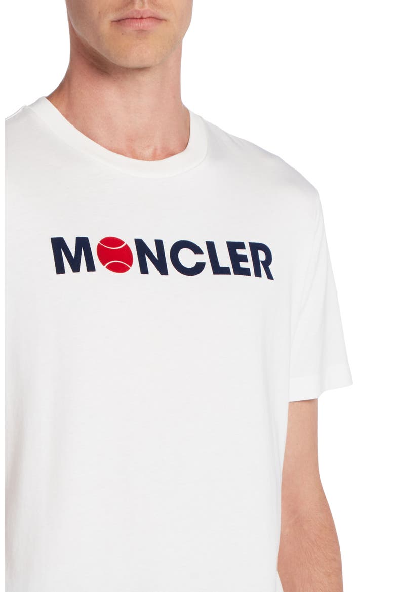 Flocked Logo Cotton T-Shirt, Alternate, color, SILK WHITE