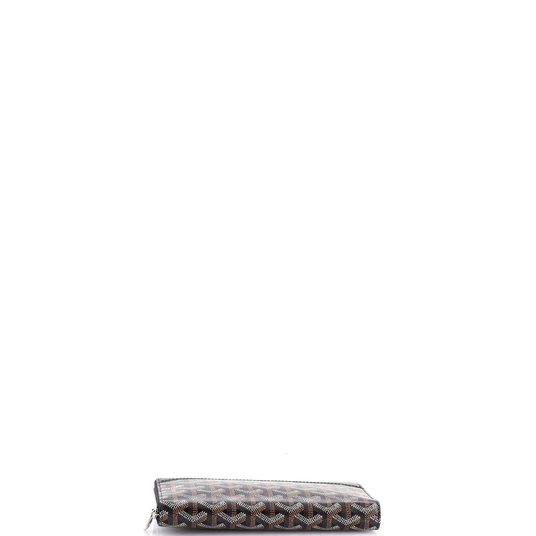 Pre-Owned Goyard Matignon Zip Wallet Coated Canvas with Leather, Alternate, color, Black