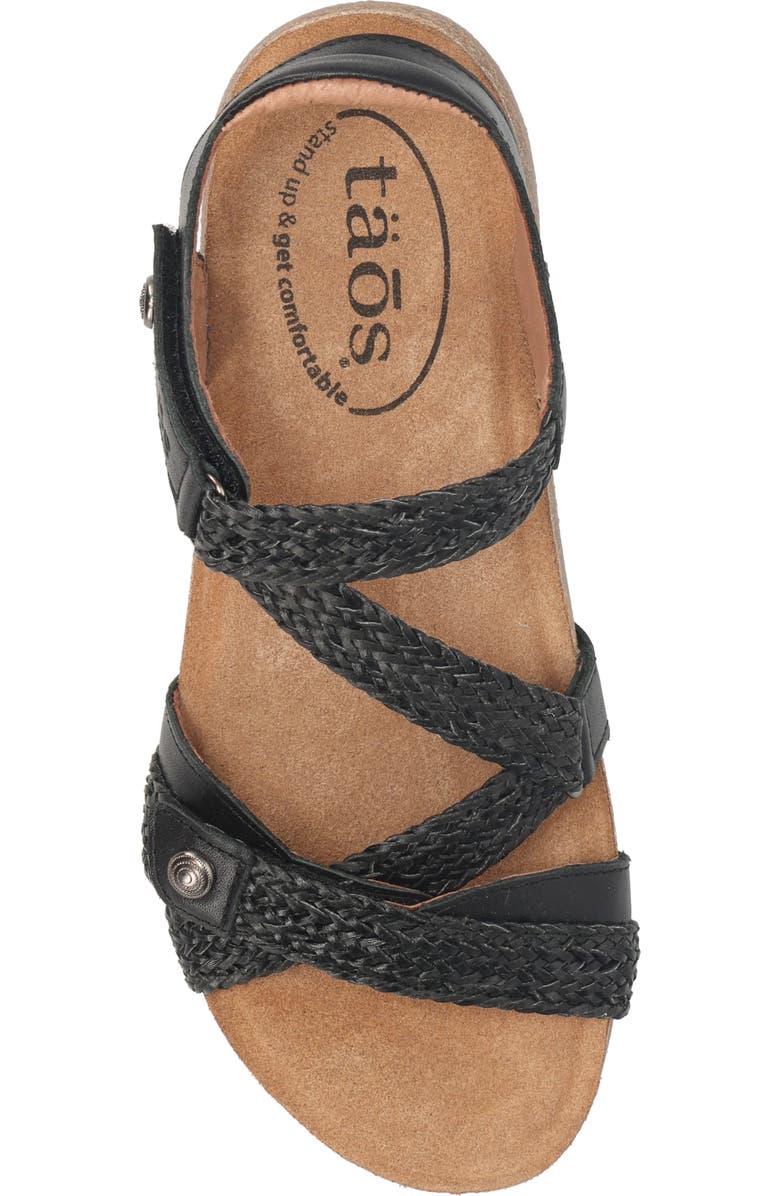 Taos 'Trulie' Wedge Sandal, Alternate, color, Black Leather