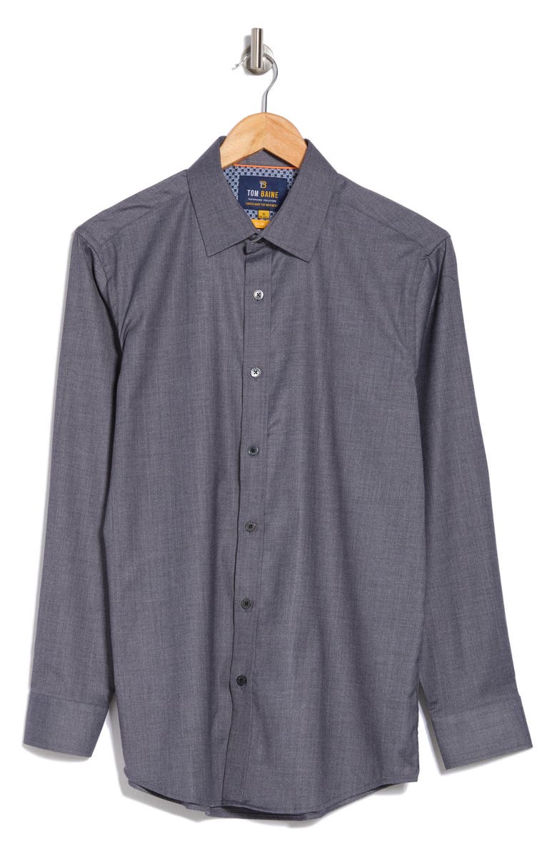 TOM BAINE Denim Performance Button-Up Shirt, Main, color, Charcoal
