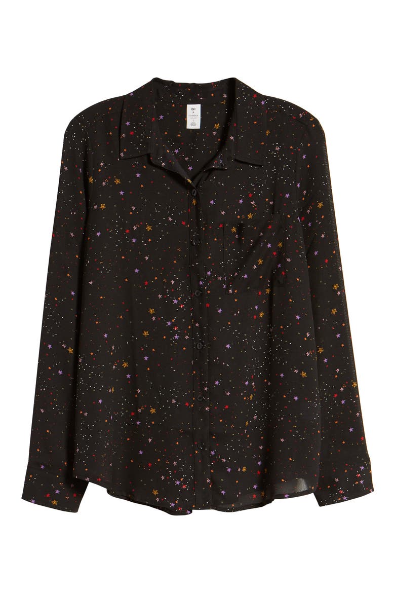 x Claudia Sulewski Gathered Back Shirt, Alternate, color, BLACK STARS