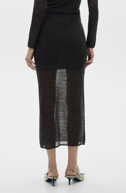 Mango Semi-transparent Knitted Skirt Dark Heather Grey In Dark Heather Grey