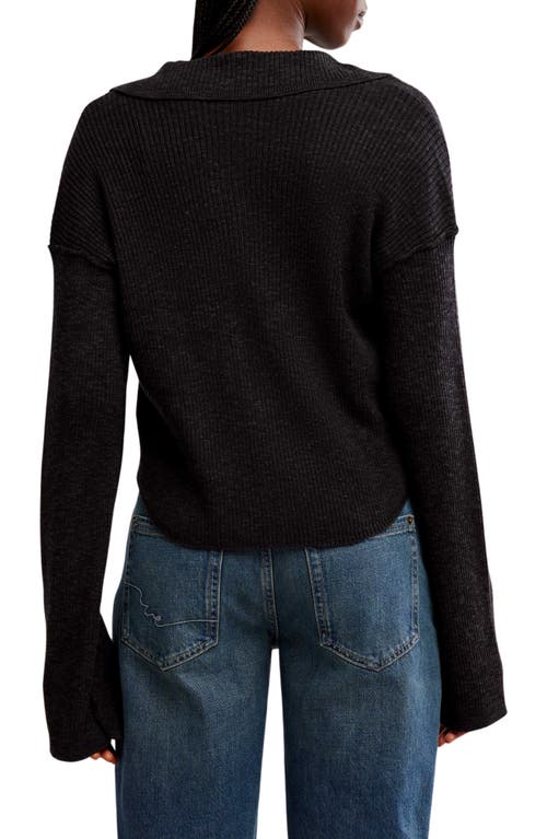 Free People Ella Button-up Sweater In Black