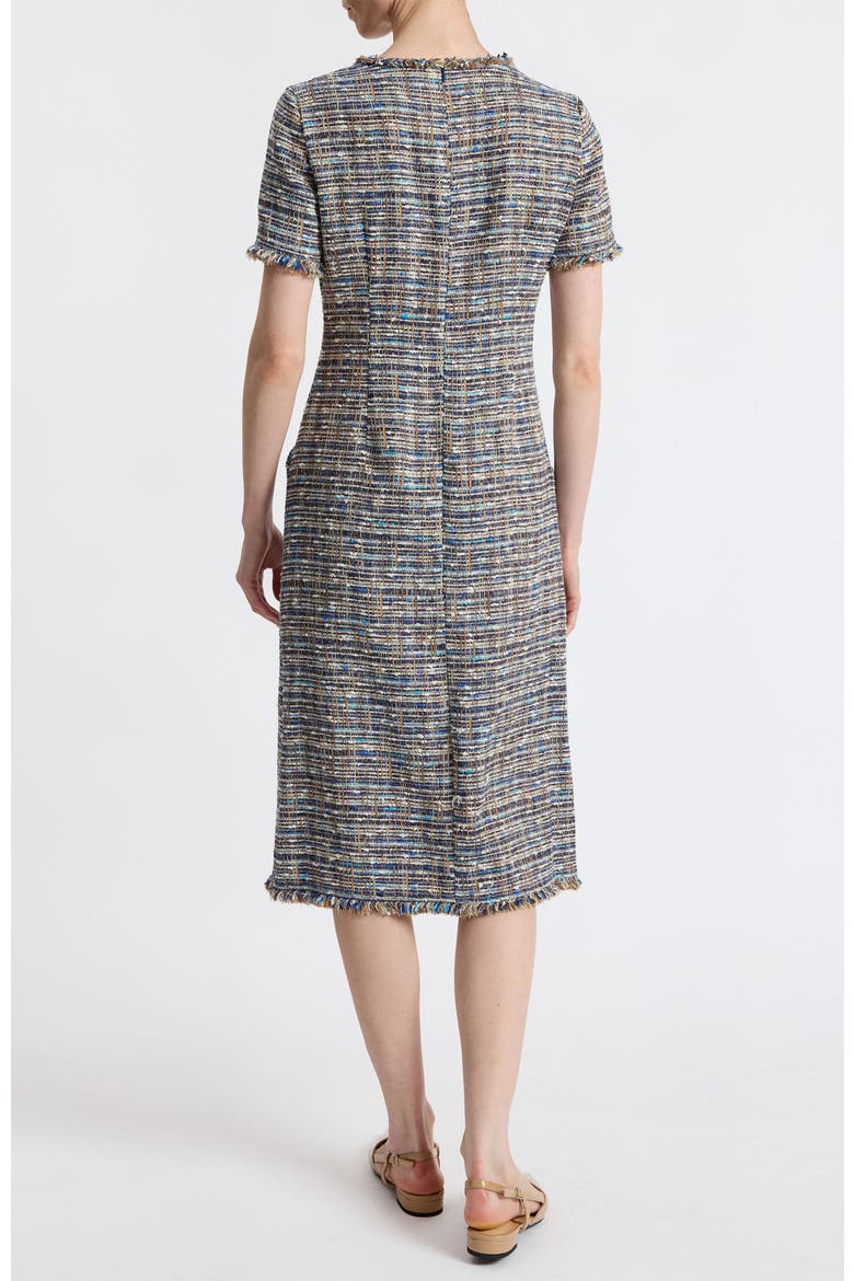 Nisha Short Sleeve Midi Sheath Tweed Dress, Alternate, color, Indigo