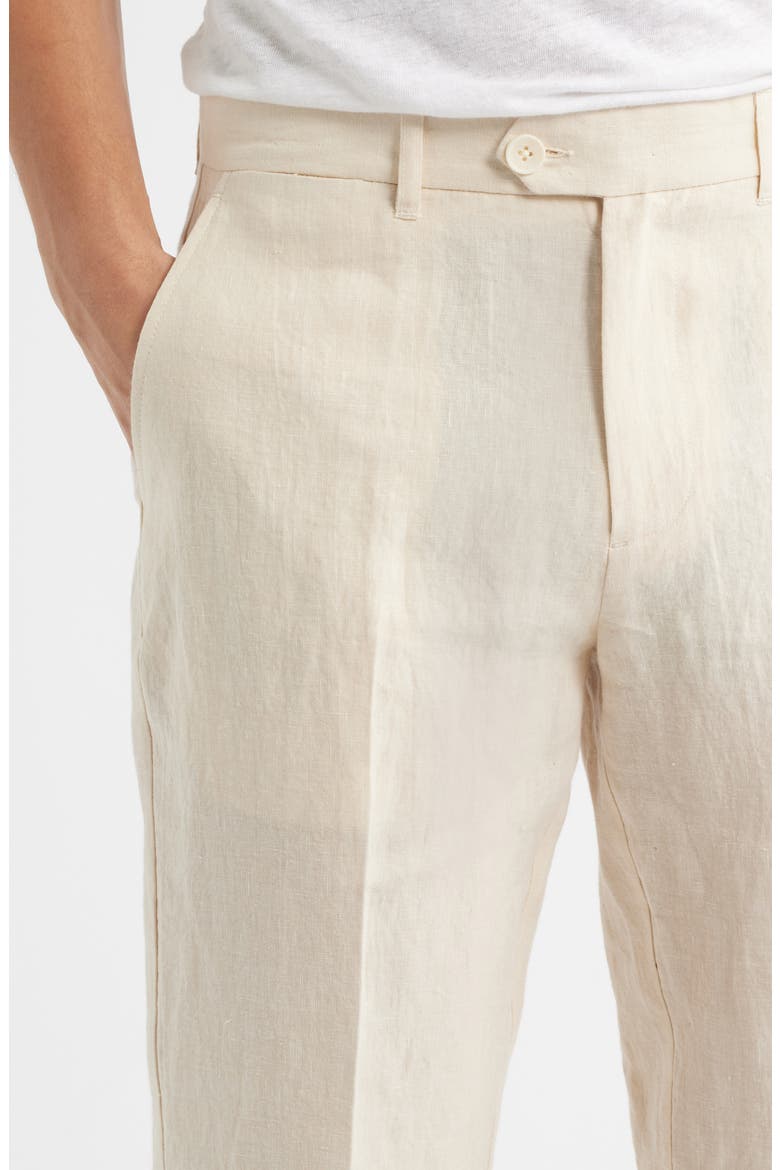 Flat Front Linen Chinos, Alternate, color, CREAM