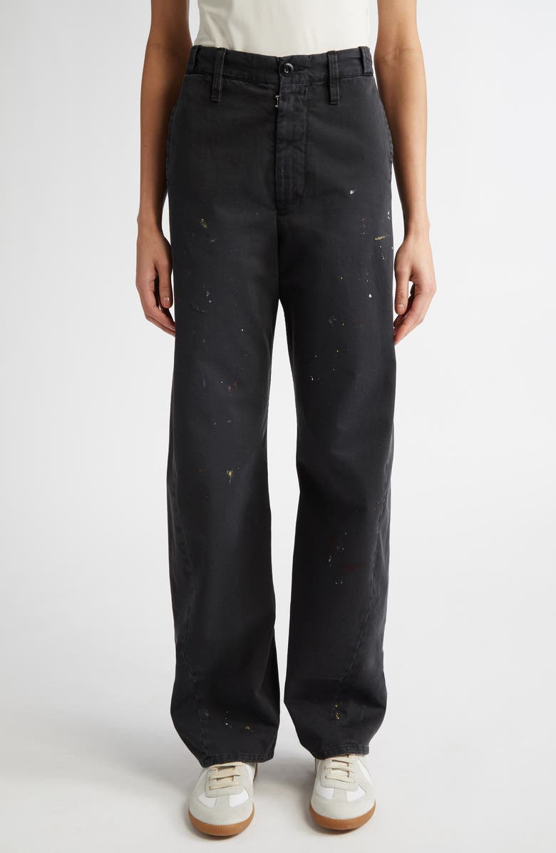 MM6 Maison Margiela Paint Splatter Straight Leg Pants, Main, color, 