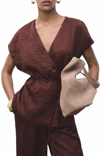 Double Breasted Crinkled Effect Wrap Jacket