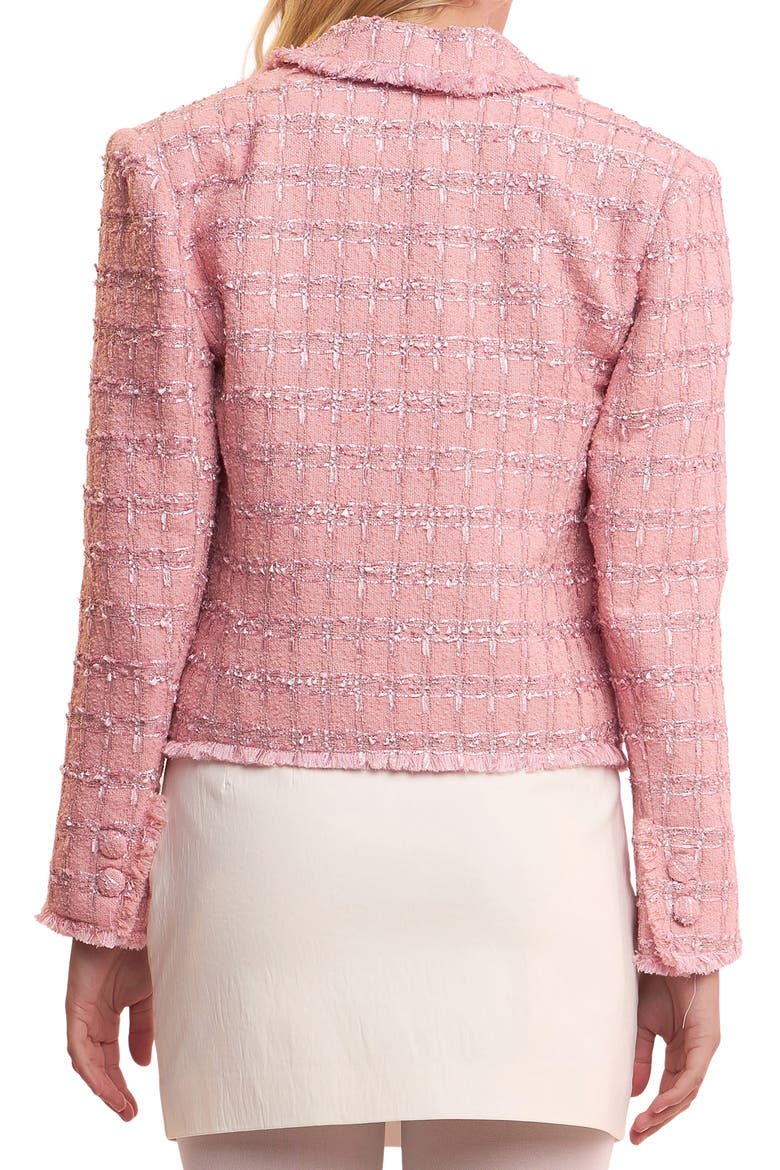 Tweed Fringe Blazer, Alternate, color, PINK