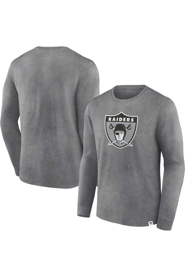 Men's Fanatics Branded  Heather Charcoal Las Vegas Raiders Washed Primary Long Sleeve T-Shirt, Main, color, Heather Charcoal