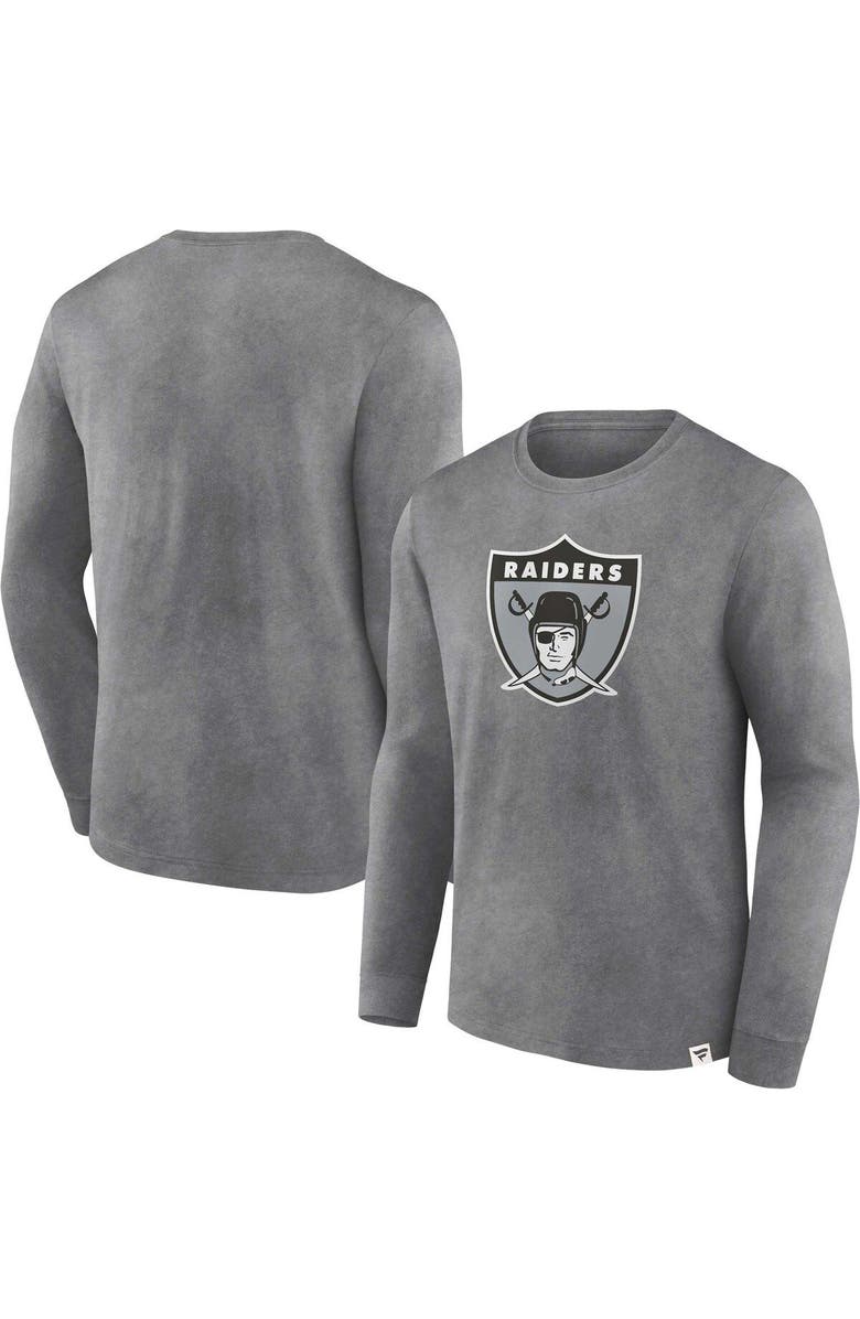 FANATICS Men's Fanatics Branded  Heather Charcoal Las Vegas Raiders Washed Primary Long Sleeve T-Shirt, Main, color, Heather Charcoal