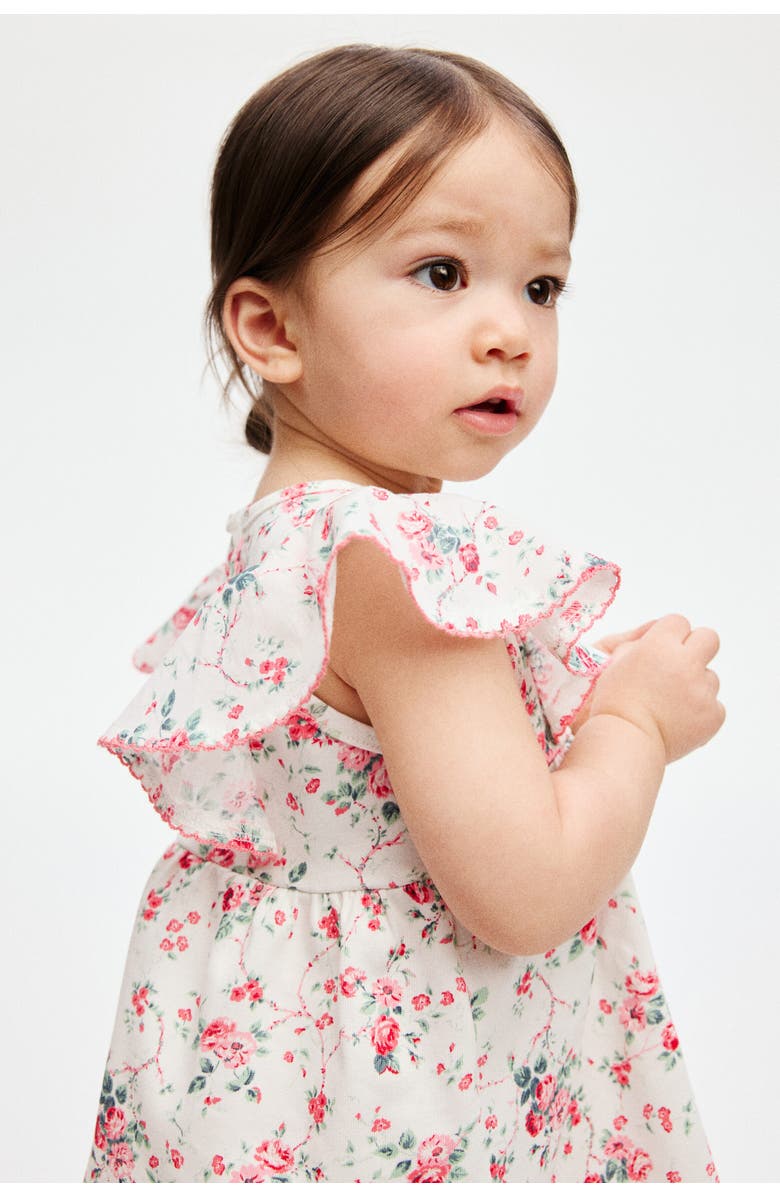 H&M Floral-print Cotton Dress, Alternate, color, White/Floral