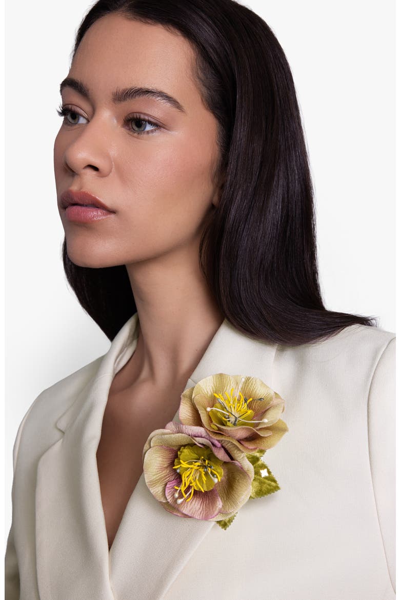 The Hellebore Floral Brooch, Alternate, color, Yellow